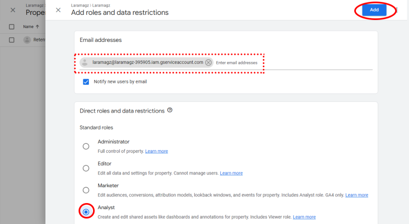 add roles and data restrictions