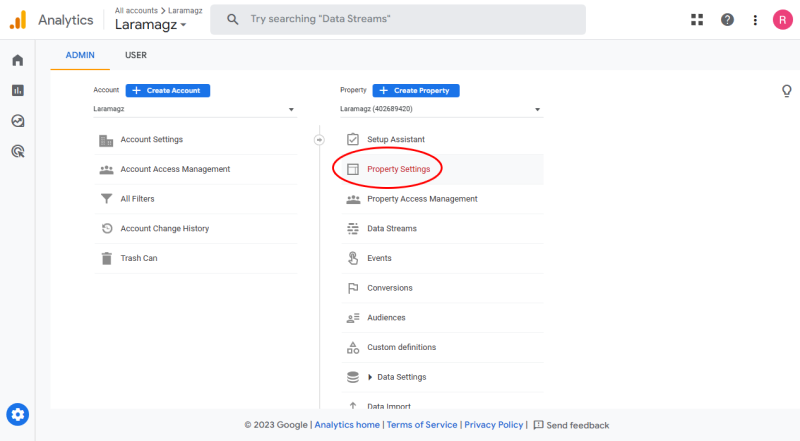 property settings