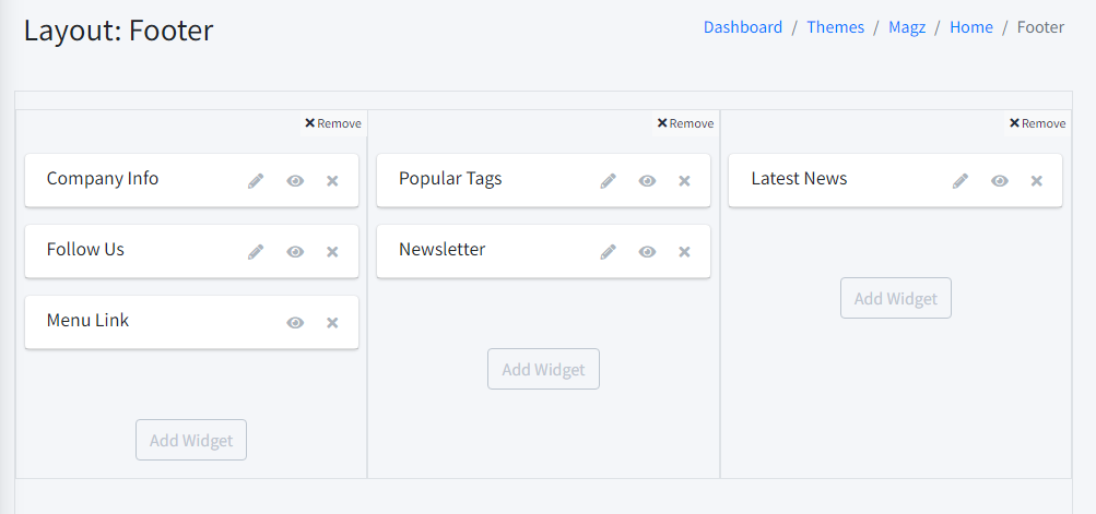 add widget in footer