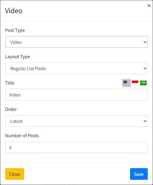 add new video post sidebar