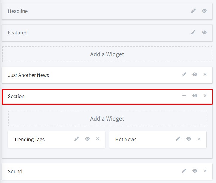 widget section
